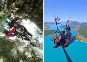 Profitez du meilleur des deux mondes, eau et air, grâce à nos packs activités canyoning et parapente